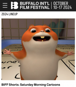 Image of animated hamster standing with his mouth open and his paws out in an animated setting.